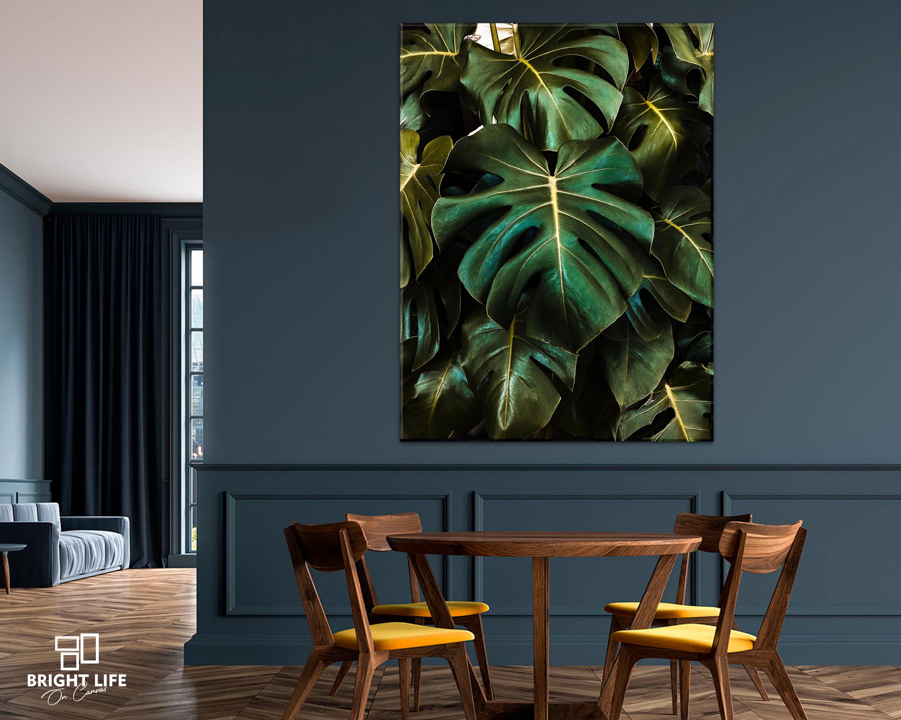 Tropical Leaf Canvas Print Green Botanical Wall Art Floral Etsy