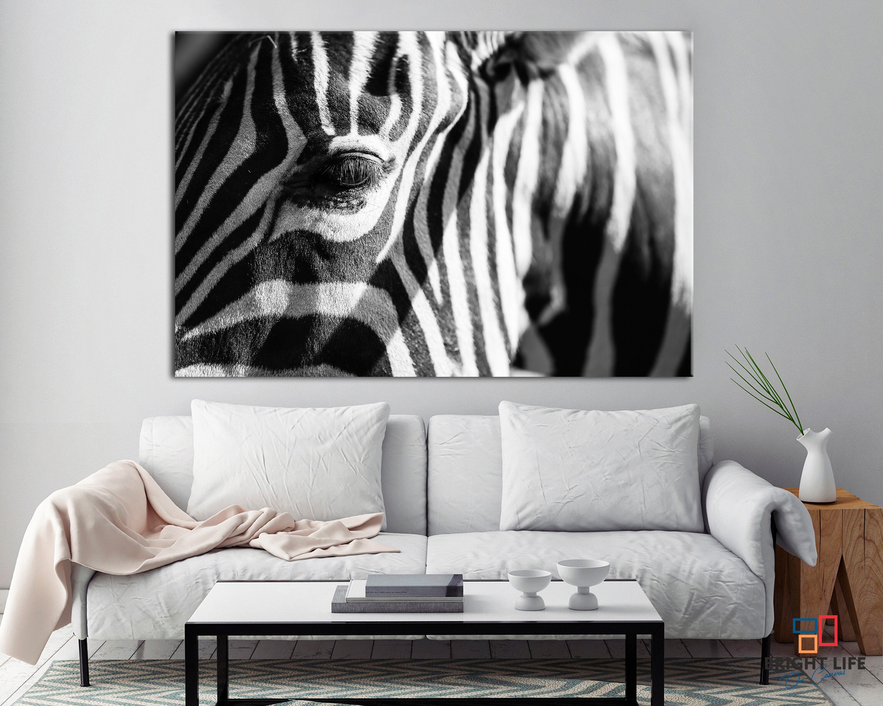 Zebra Canvas Prints Zebra White Wall Art Living Room Wall Etsy