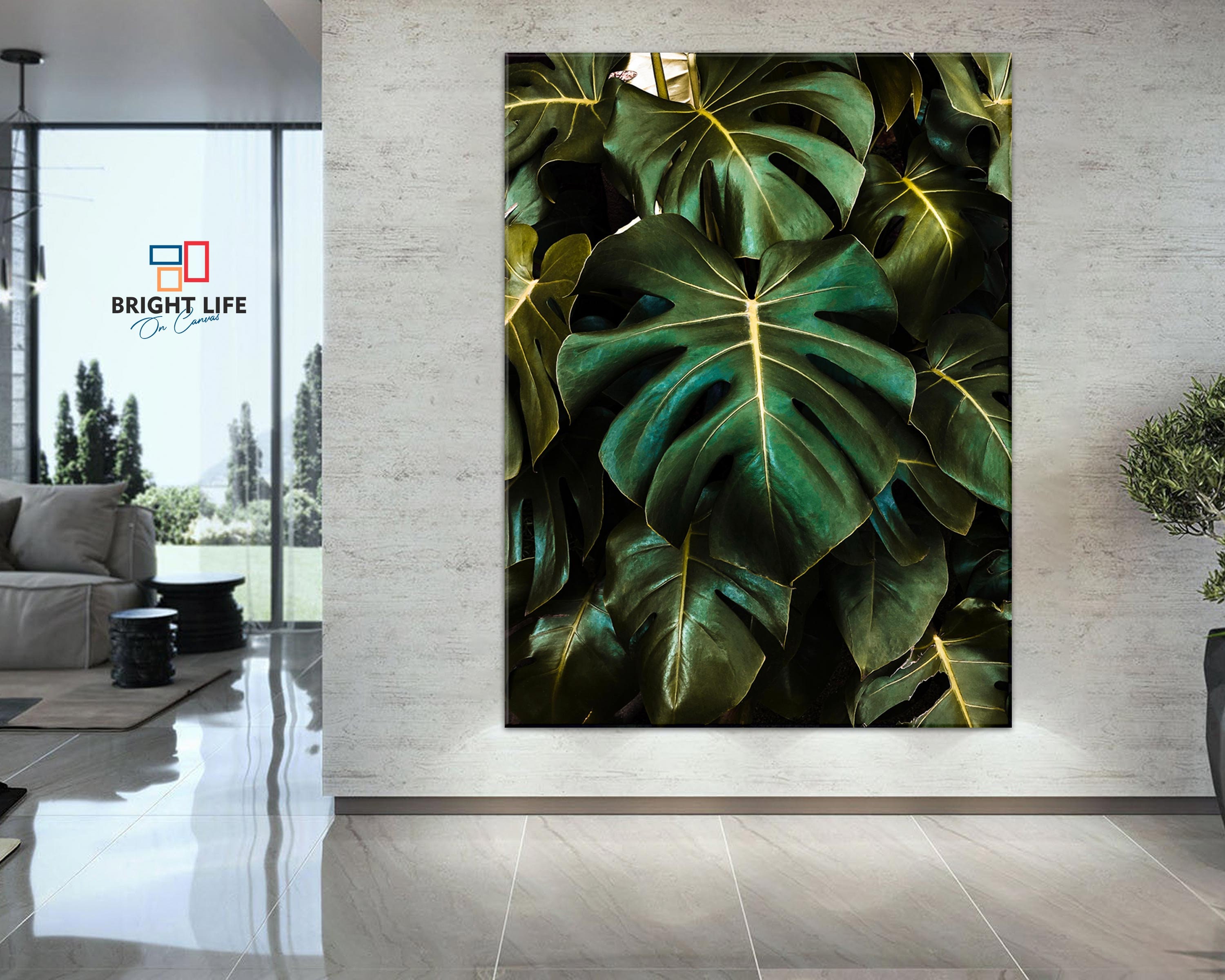 Tropical Leaf Canvas Print Green Botanical Wall Art Floral Etsy