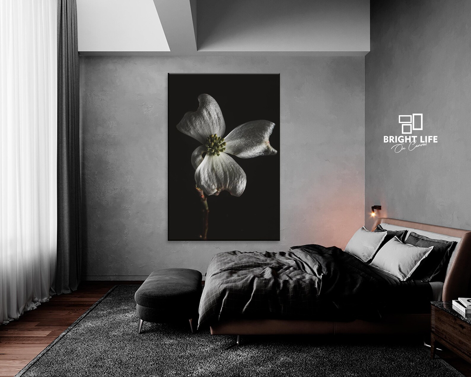 Black And White Flower Canvas Wall Art