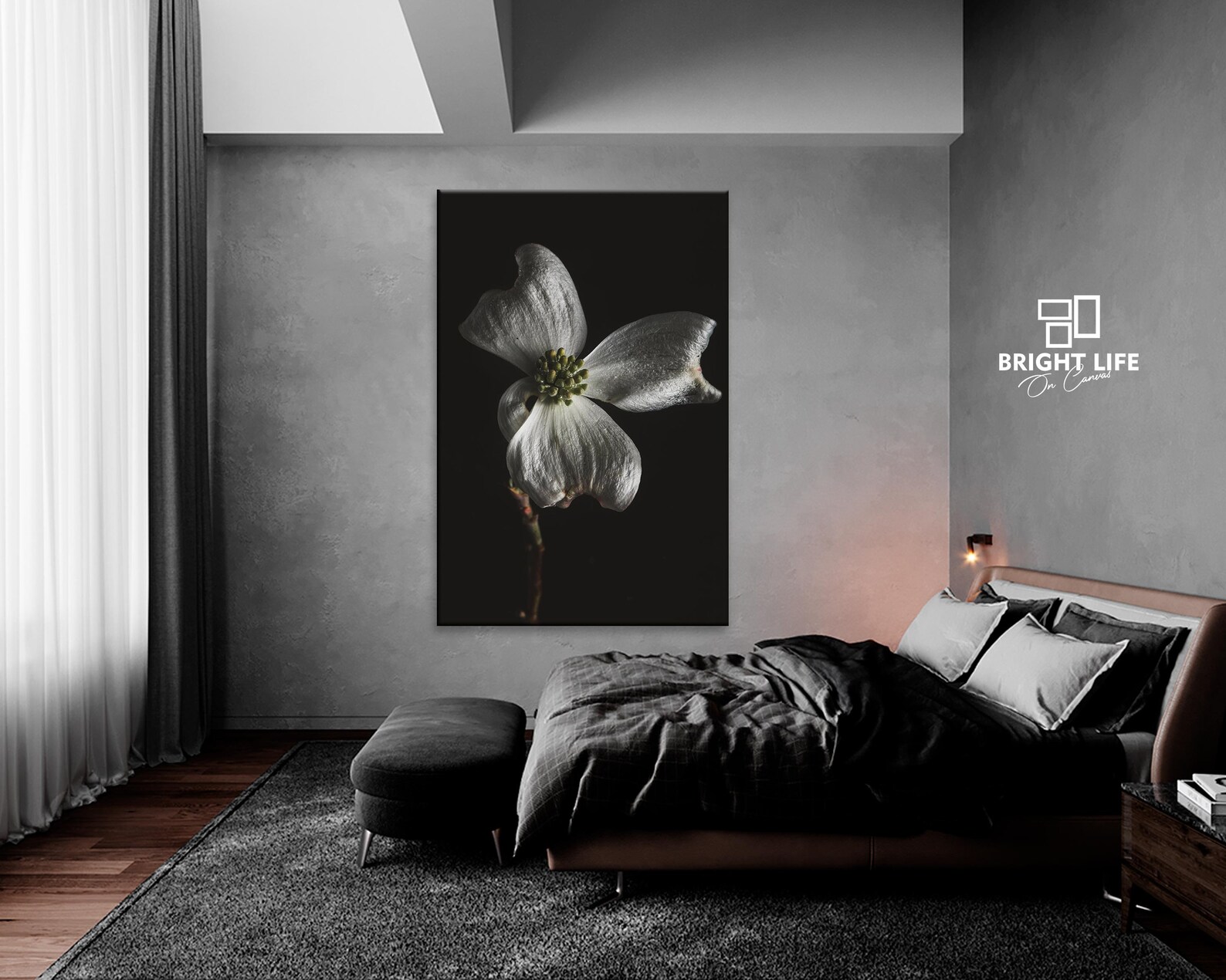 White Flower canvas print Black white canvas wall art Flower | Etsy