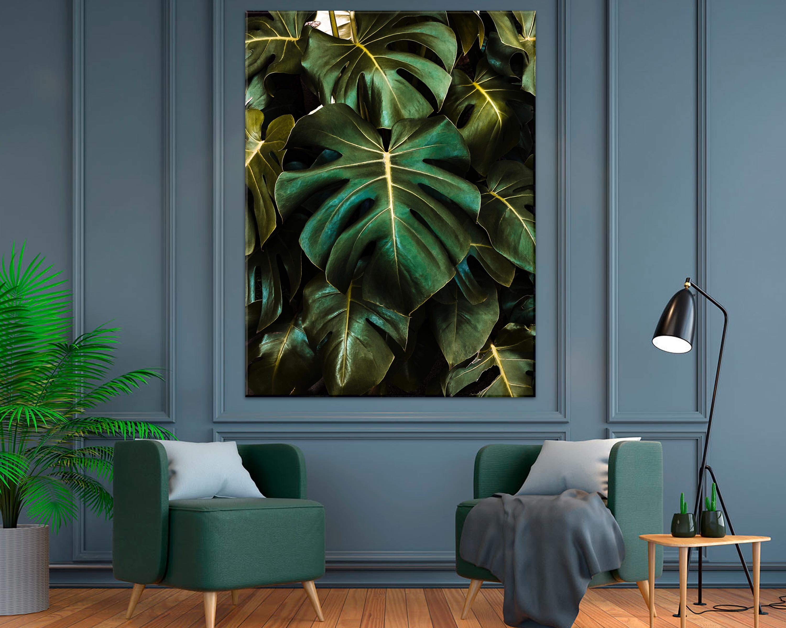 Tropical Leaf Canvas Print Green Botanical Wall Art Floral Etsy