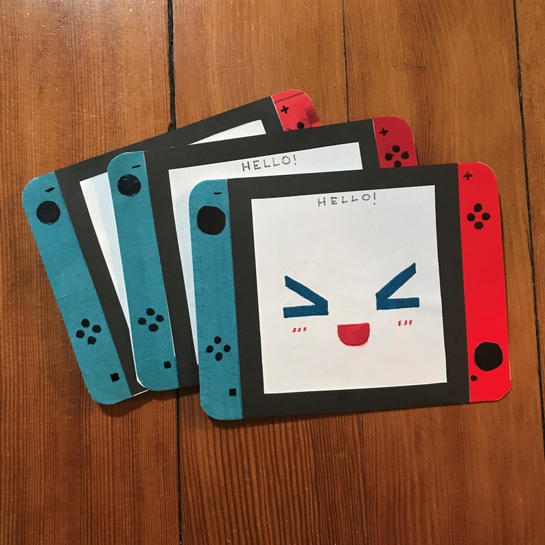 Chibi / Emoji Nintendo Switch Blank Greeting Card Etsy
