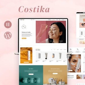 Elegancki szablon witryny internetowej dla branży kosmetycznej, motyw WordPress dla eCommerce, projekt sklepu z kosmetykami dla kobiet