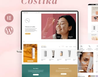 Beauty & Cosmetic Website Template Online Shop, eCommerce WordPress Theme, Feminine Cosmetic Store Design