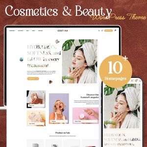 Professional Website Template for Beauty & Cosmetic Online Store, eCommerce WordPress Theme, Elegant Shop Template, Feminine Web Design
