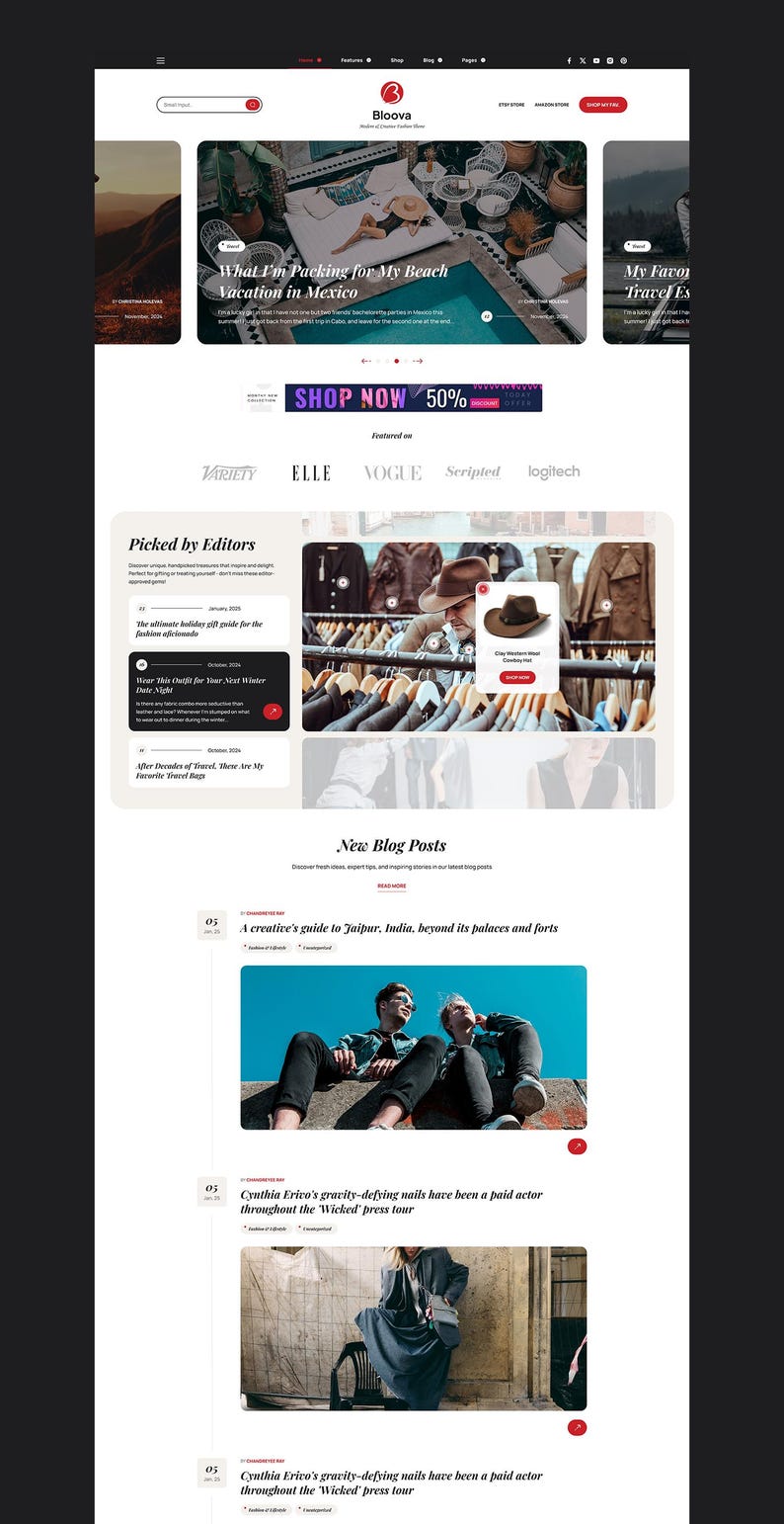 Bloova WordPress Fashion & Travel Blog Theme, Elementor Magazine Style Website Template image 3