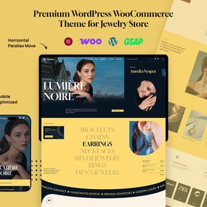 Jewelry WordPress Website Template | Parallax WooCommerce Theme with GSAP Animations for Luxury Store (No Coding Required)