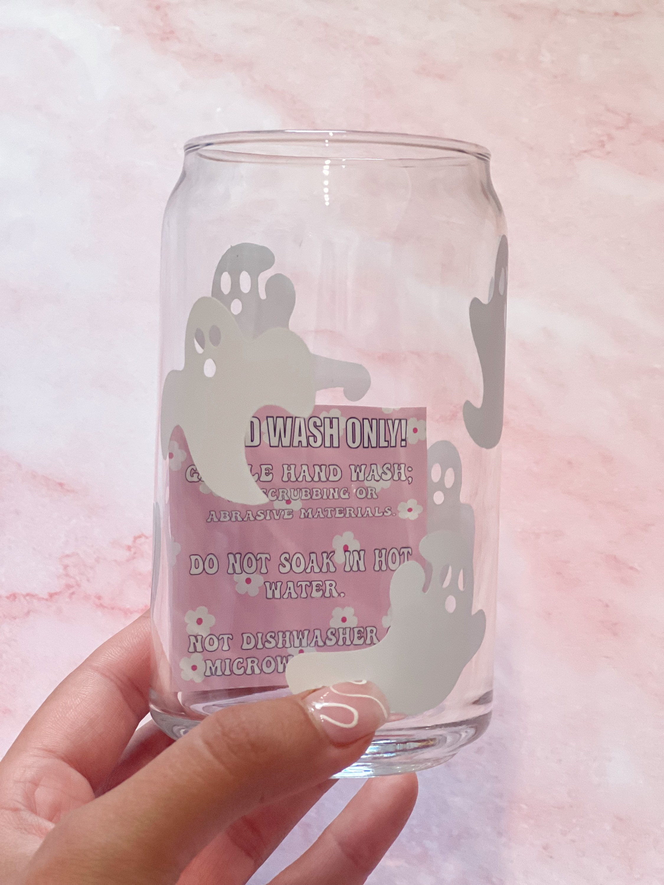 Halloween Glass Can, Ghost Glass Cup, Iced Coffee Glass for Spooky Sea –  Avrit Oliver Designs LLC