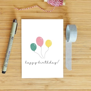 Minimalistische Wenskaart Verjaardag met Balonnen - Verjaardag Kind - Verjaardag Volwassene