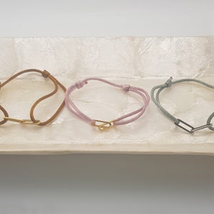 Satin double link bracelet, Gold, Silver, Handmade, Silk, Cord bracelet, Charm bracelet, Boho & hippie