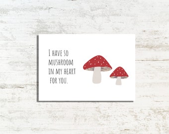Minimalistische Grußkarte Liebe Valentinstag mit Pilzen - Cottagecore Karte mit lustigem Text