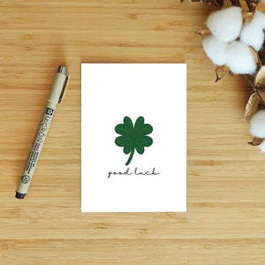 Minimalist Greeting Card Luck Success with Four Leaf Clover
