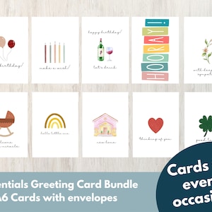 The Essentials Greeting Cards Bundle - Greeting Cards for Birthday, Birth, Love and More - Set of 10 Cards