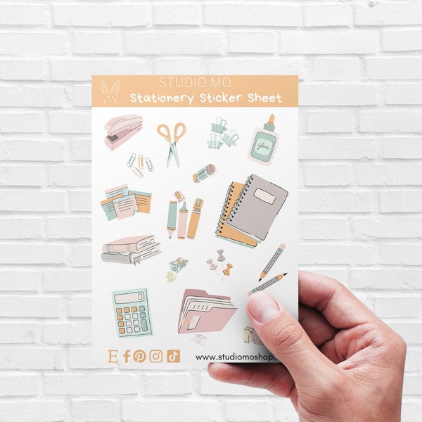 Stationery Sticker Sheet - A6 Vel met Kantoorbenodigdheden Stickers