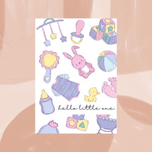 Biglietto di auguri Nascita Bambino bambino con Baby Stuff Pastello - Ciao Piccolo