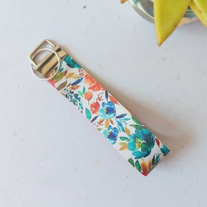 Flower Field Leather Keychain Wristband