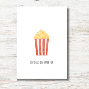 Grappige Wenskaart Liefde met Popcorn voor Jubileum