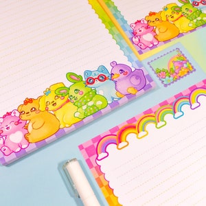 A5 Animal Lined Notepad ~ Kawaii Pastel Rainbow Lined Letter Paper ~ Cute Happy Mail Stationery ~ Cute Bunny Rabbit Cat Bear Duck Penpal Pad