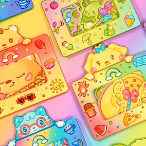 Packs d'autocollants animaux arc-en-ciel ~ chaton créatif ~ chiot pomme de terre sur le canapé ~ bébé ours sur la plage ~ chat de base des chalets ~ canard à papeterie ~ sticker lapin printanier