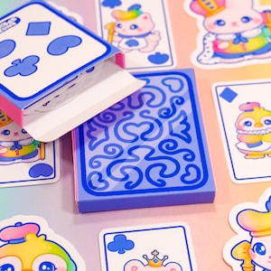 Caja de pegatinas Poker Cuties ~ Lindo paquete de pegatinas mate troqueladas kawaii de animales reales ~ Papelería de Rainbow Core Artist Made ~ Papelería con temática divertida
