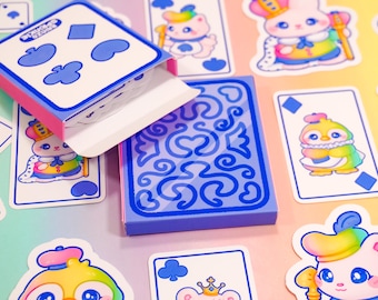 Poker Cuties Sticker Box ~ Cute Royal Animal Kawaii Die Cut Matte Sticker Pack ~ Rainbow Core Artist Made Stationery ~ Fun Themed Stationery