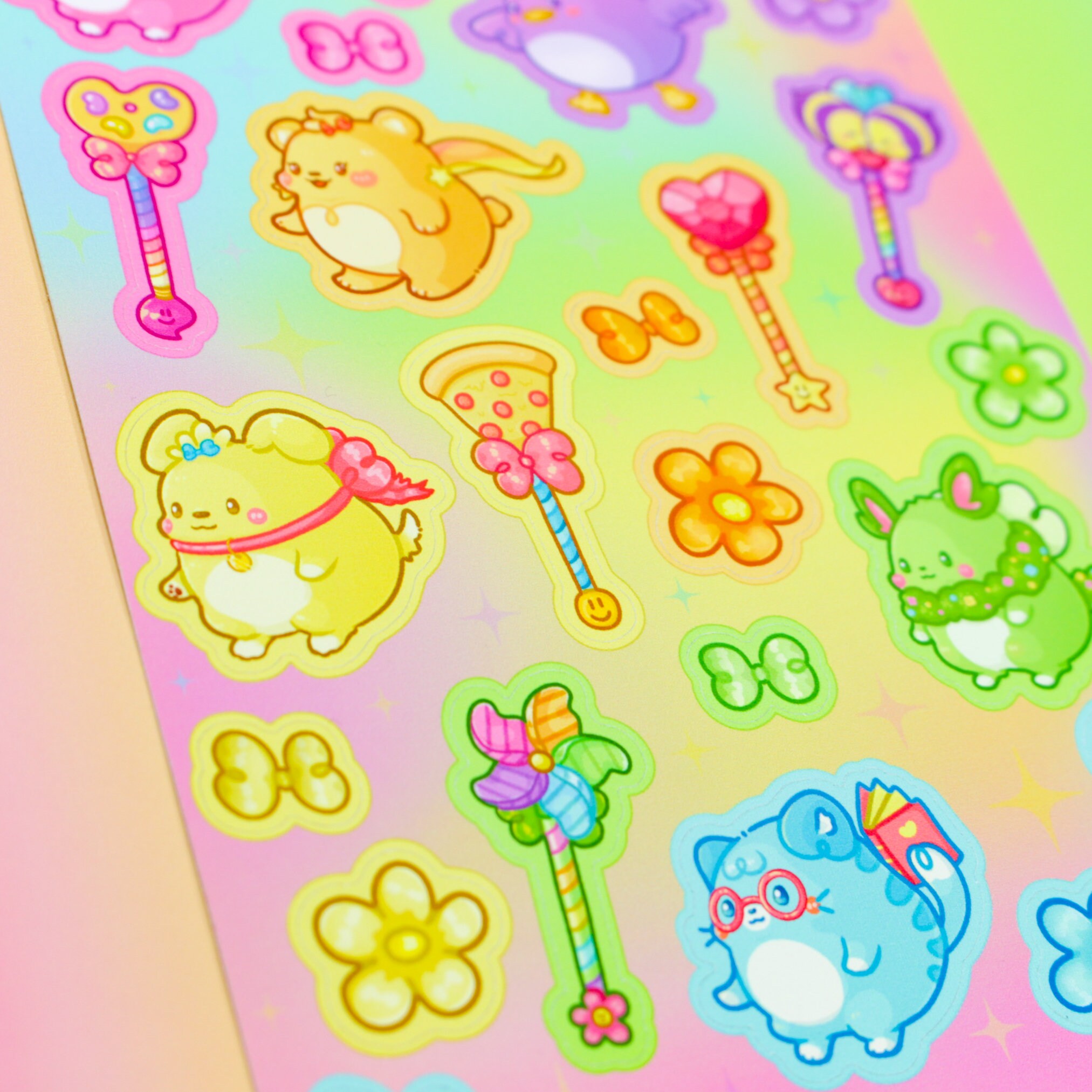 Fairy Animal Sticker Sheet ~ Kawaii Rainbow Matte Cute Stickers ~ Cat ...
