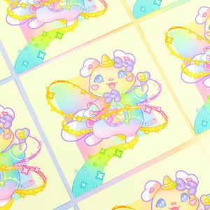 Mehrere süße Art Prints ~ Kawaii Pastell Charakter Zeichnung ~ Matt Regenbogen Illustration ~ Kawaii Art Prints Raumdekor ~ Welpe Wanddeko