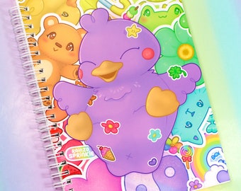 Sticker Duck Reusable Sticker Book ~ Kawaii Ducky Bear Sticker Collecting Album ~ Cute Rainbow Storage Organiser Stationery Collector Gift