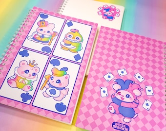 Poker Cuties Reusable Sticker Book ~ Kawaii Dog Cat Bear Penguin Bird Collecting Album ~ Cute King Queen Themed Storage Organiser Stationery