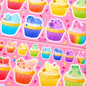 Feuille d'autocollants pour petits gâteaux ~ Animaux endormis ~ Papeterie kawaii ~ Canard mignon ~ Poussin ~ Art de chat ~ Lapins ~ Amoureux de l'arc-en-ciel ~ Ours ~ Hibou ~ Renard ~