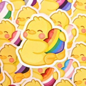 Stickers drapeau mignon fierté canard ~ Décoration drapeaux Kawaii Bird Pride ~ Arc-en-ciel ~ Pan ~ Gay ~ Lesbienne ~ Bi ~ Enby ~ Trans ~ Intersexe ~ Cadeau LGBTQ+