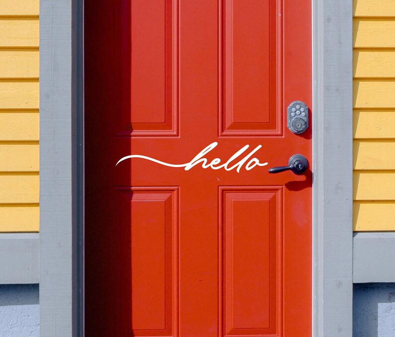 New Home Decor Housewarming Gift Vinyl Decal for Front Door,Door sign Hello Front Door Sticker Front Door Sign Welcome Sign vinyl Decal