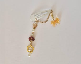 Handmade Hair Clip Charm | Autumn Fall Hair Accessory | Cute Cottagecore Aesthetic | Cute Hair Clip Beaded Dangle | 18k Gold Plated