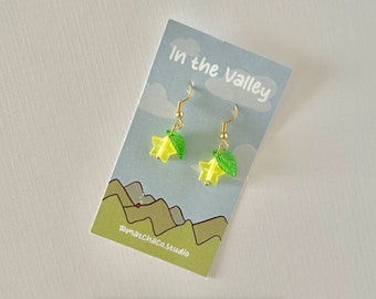 Stardew Valley Inspired | 18k Gold Plated Handmade Earring Set | Starfruit | Cottagecore Aesthetic | Dangle Hook | Sensitive Ears