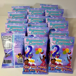 Gracie’s Corner Inspired Chip Bags (Set of 12) - Gracie’s Corner Party Favors - Gracie’s Corner Birthday - Custom Chip Bags