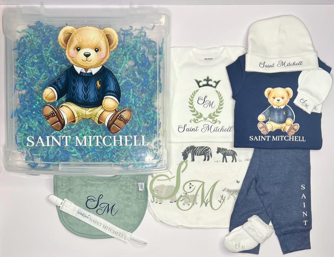 Polo Teddy Bear Baby Gift Set | Custom Baby Shower Box - Etsy