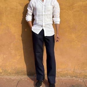 Mens Linen Pants, Blue linen Pant, Mens linen summer Trousers, Mens loose Pant,  Linen Pants, Linen Trousers