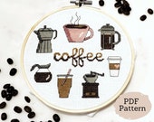 Cross-Stitch Pattern - Coffee Sampler - Downloadable PDF