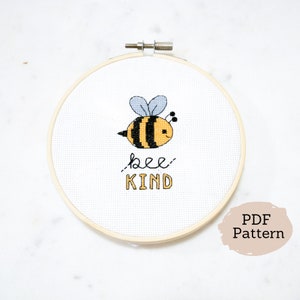 Cross-Stitch Pattern - Bee Kind - Downloadable PDF