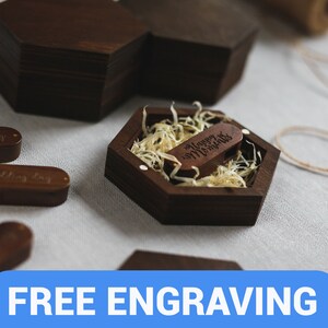 Wooden 6-side Box for wedding | Wooden usb box | Ring box | Box for flash drive | Wood flash drive box | Wood usb