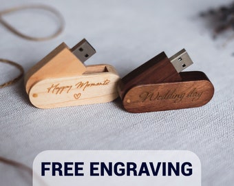 Benutzerdefinierte Hochzeit hölzerne USB-Stick | usb graviert für Fotografen | Holz USB Stick