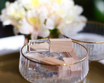 Wood crystal usb stick 3.0 - Light wooden usb flash drive - Free engraving || Engraved usb stick | Wedding usb stick | Wedding gift usb