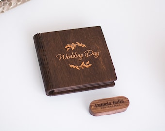 Wood usb box for engraved usb flash drive | Wedding usb box favors | Custom usb case |  Photographer usb box | Wooden usb stick gift