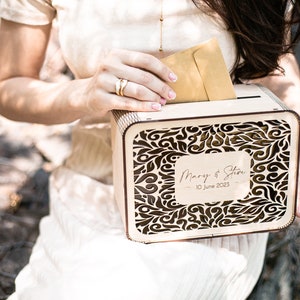 Scatola per carte di matrimonio rustica / Scatola per carte personalizzata / Scatola per carte in legno personalizzata / Scatola incisa per soldi e carte / Scatola per matrimoni in legno / Scatola per coppie