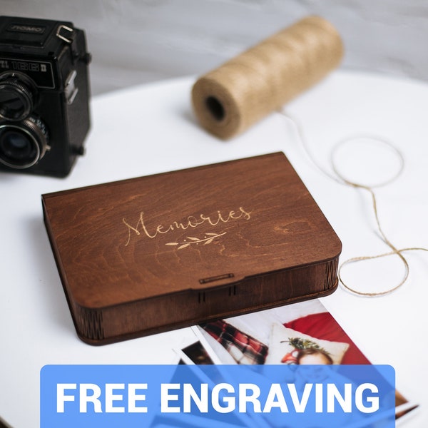Dark wood photo box - wedding box for photo 5x7 | Wedding memory box | 5x7 photo box | Custom gift box | Personalized gift box | Photo gift