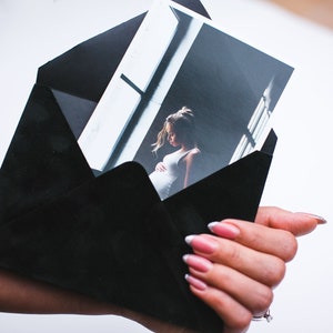 Velvet paper envelope for photos 4 x 6 | Amazing envelope 10 x 15 | Gray and Black colors