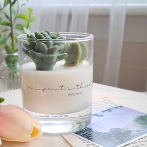 Succulent Cactus Candle Scented Soy Wax Candle, Cactus Candles, Home Decor Candle, Bedroom Decor, Aesthetic Candle, Luxury Candle Gift image 3