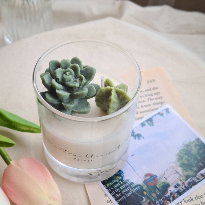 Succulent Cactus Candle Scented Soy Wax Candle, Cactus Candles, Home Decor Candle, Bedroom Decor, Aesthetic Candle, Luxury Candle Gift image 4