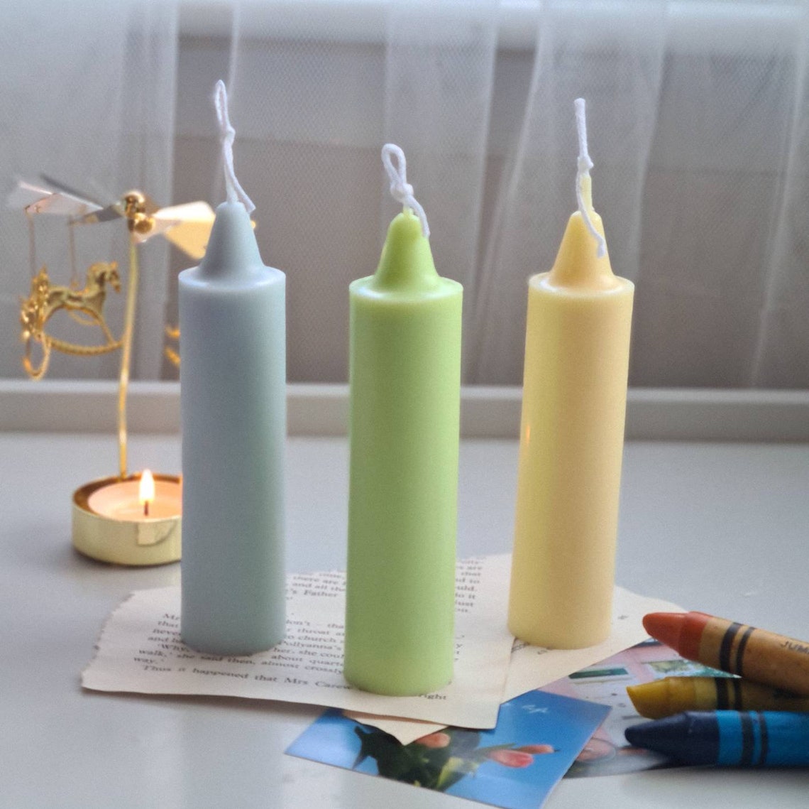Crayon Candle Scented Soy Wax Candle Room Decor Pastel Etsy UK
